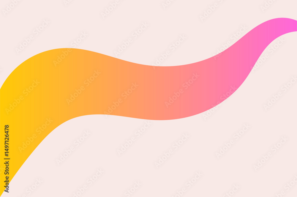 Magical colorful yellow and pink gradient long wave banner background. Fantasy concept. Vector illustration.