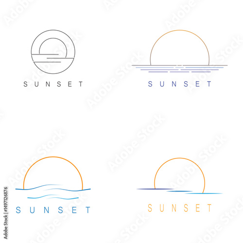 Ocean Sunset Logo Design Inspiration. isolated on white background