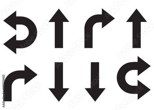 Collection of Black Arrow Icons for Directional Guidance