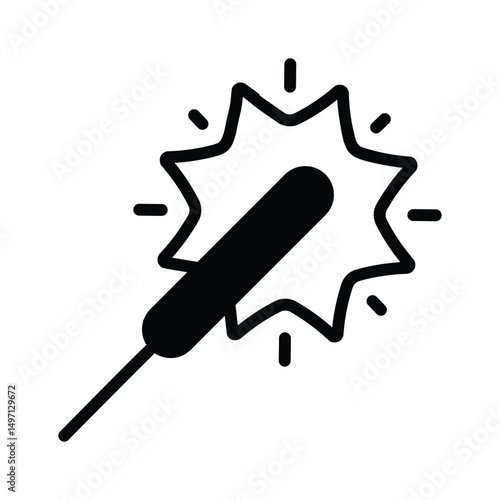 An amazing glyph icon of sparkling bengal stick