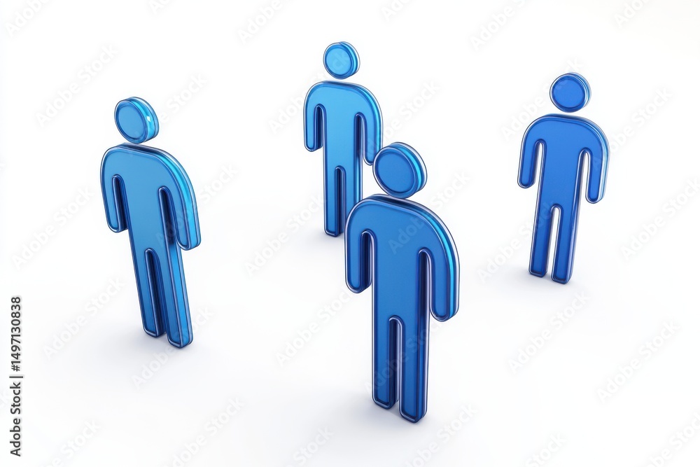 Blue stick figures group illustration on white background Blue stick figures group illustration on white background