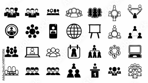 Visual Collection of business and social networking icons and symbols with clear sharp graphic style