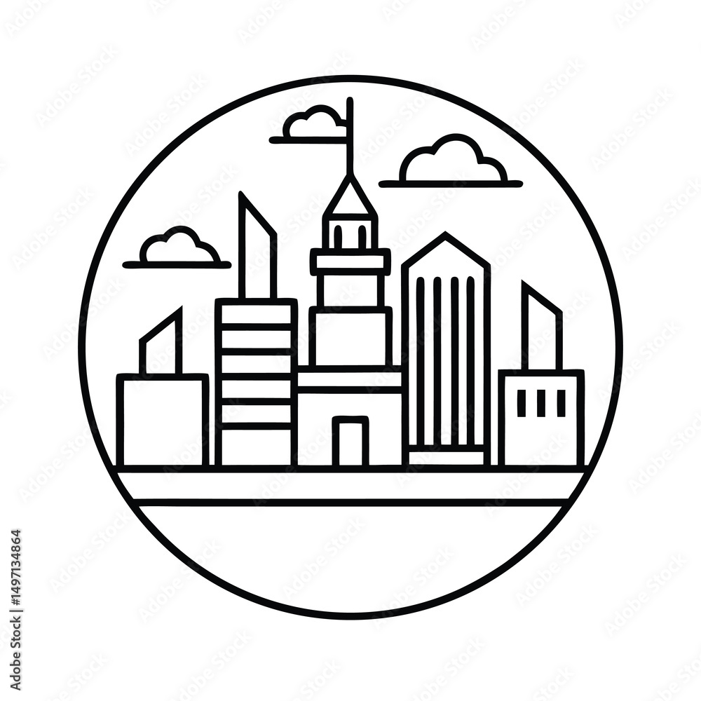 Naklejka premium clean city line art vector