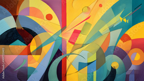 colorful geometry born from spiraling strokes reflects harmony through shifting shapes and layered sunset-inspired gradients
