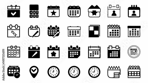Planning and punctuality icons showcase a world of timelines and appointments presented in simple