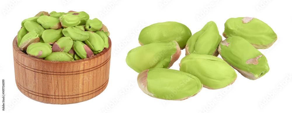 custom made wallpaper toronto digitalpeeled pistachio in wooden bowl isolated on white background with  full depth of field