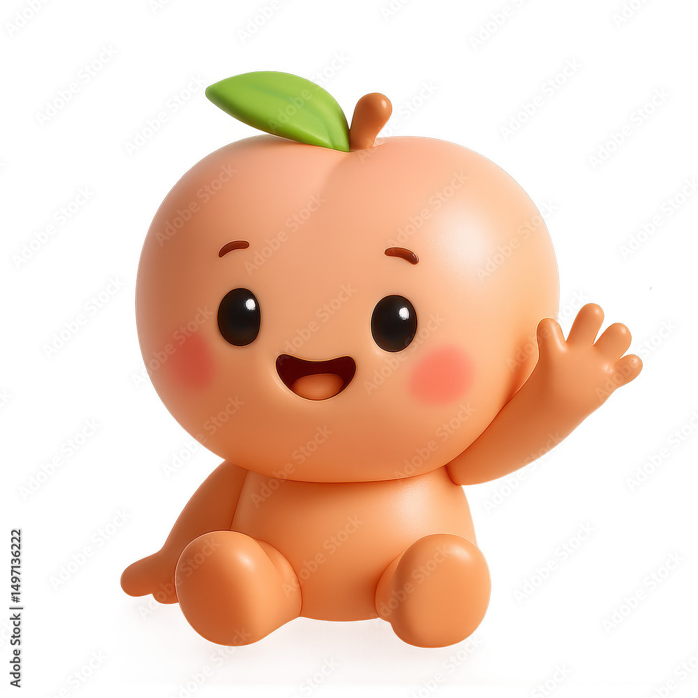 Fototapeta premium 3D Peach Waving isolated on translucent