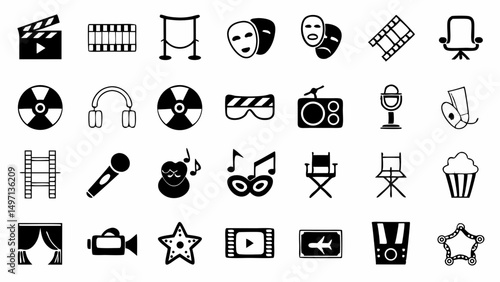 Фотография A creative collage of iconic symbols capturing the essence of entertainment and