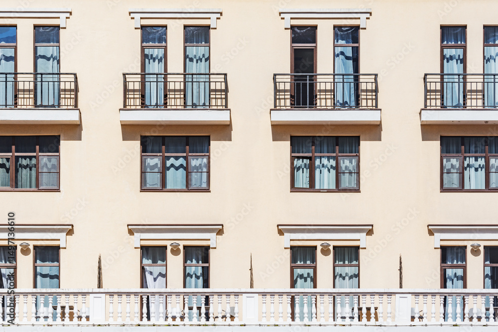 Obraz premium Balconies and windows of the building.
