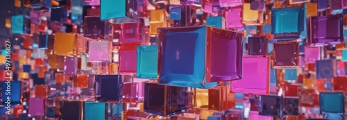 Overlapping translucent squares, vibrant hues, wallpaper, soft