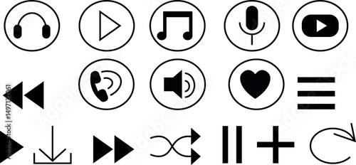 Set of icons for musical websites or mobile apps