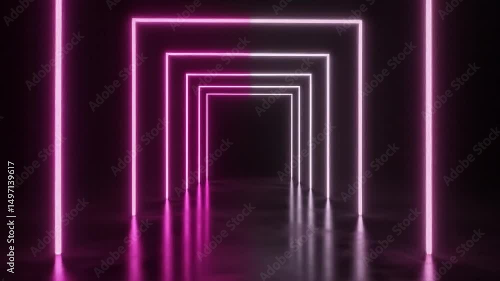 Neon Square Shapes Glowing in the Dark Abstract Animation Neon Square Shapes Glowing in the Dark Abstract Animation