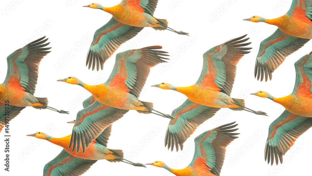 Fototapeta premium flock of birds isolated on white background PNG