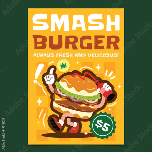 Hand Drawn Flat Smash burger Poster