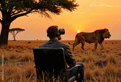 Immersive VR Encounter with a Majestic Lion in the African Savannah