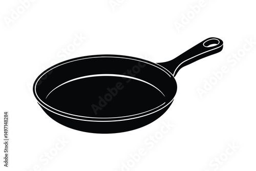 Silhouette art illustration of a cast iron skillet.eps