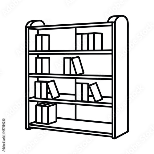 stylish bookshelf black vector silhouette