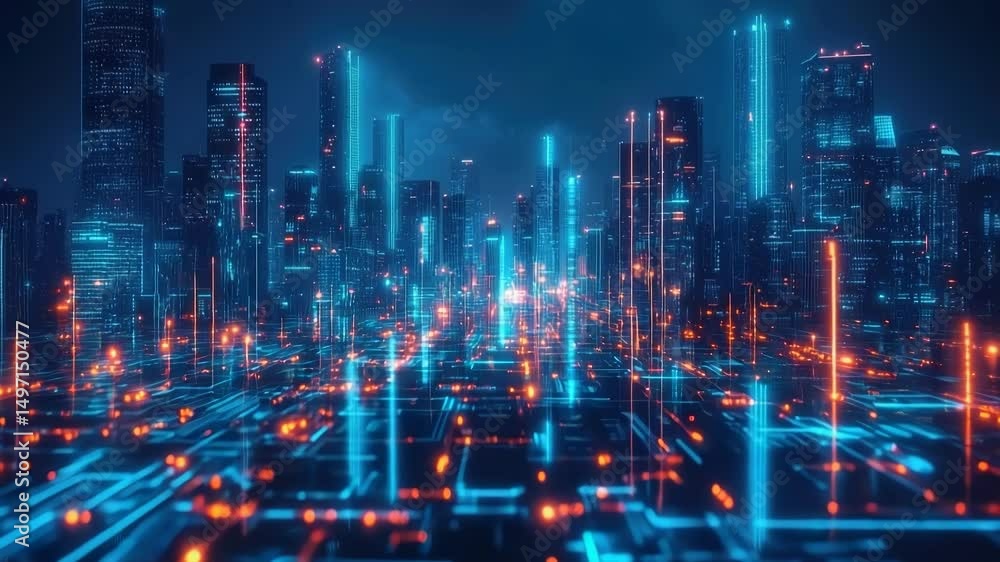 Neon futuristic city with glowing skyscrapers and light trails over river at night, vibrant cyberpunk skyline ,digital innovation, modern architecture, urban technology, concept of future metropolis Neon futuristic city with glowing skyscrapers and light trails over river at night, vibrant cyberpunk skyline ,digital innovation, modern architecture, urban technology, concept of future metropolis