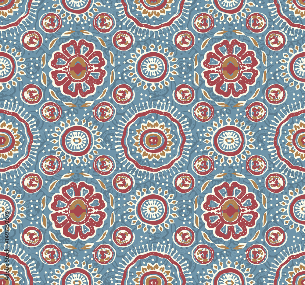 Fototapeta premium Seamless block print and Abstract Pattern for Textile and Surface Design