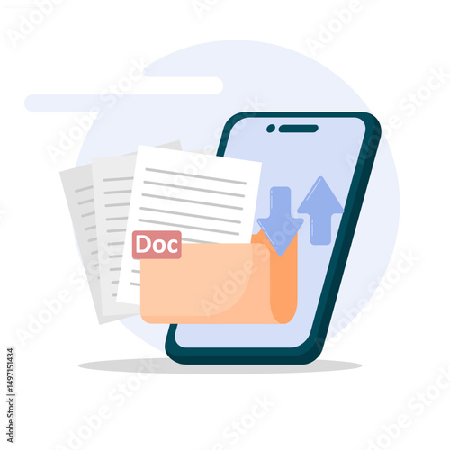 Share files from one device to another, using internet-based sharing applications. file sharing concept.