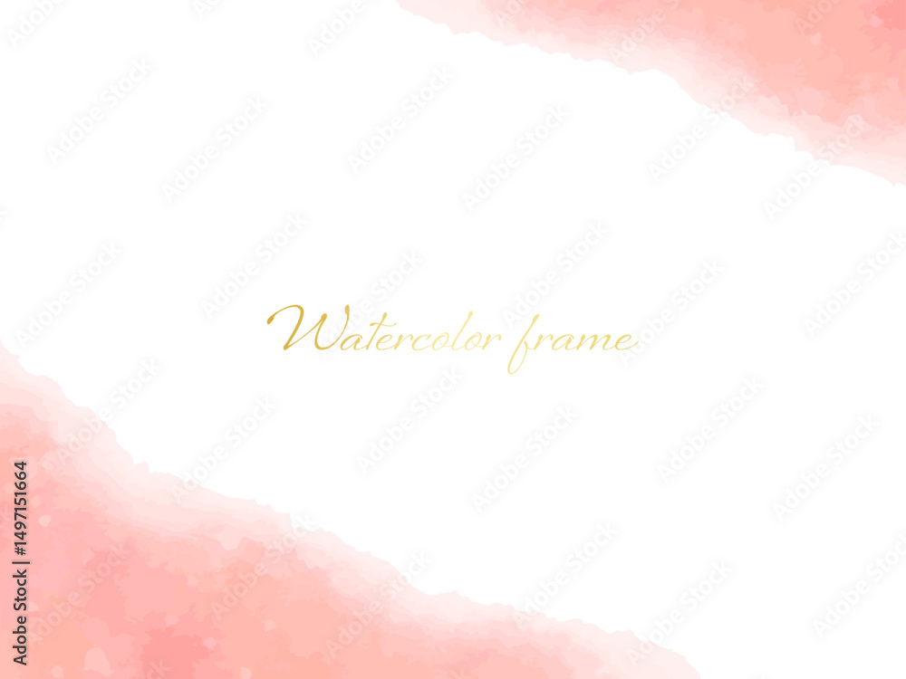 Fototapeta premium ピンクのグラデーションが綺麗な水彩のフレーム背景イラスト