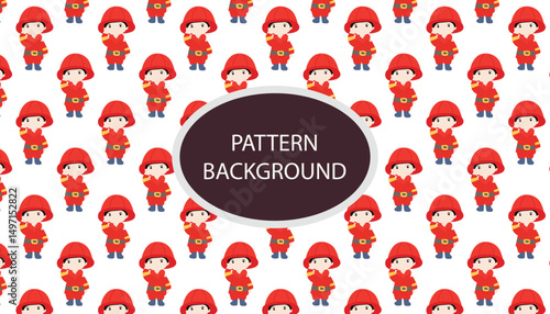 Fire fighter pattern background design. Vector baby illustration in scandinavian simple hand-drawn style. The limited palette is ideal for printing on kids clothes, digital paper.
