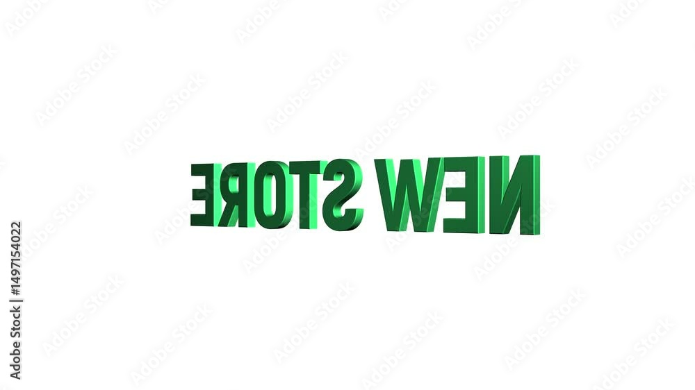 new store 3D word business text animation on white green black background. metallic letters finance or economy. new stores new store 3D word business text animation on white green black background. metallic letters finance or economy. new stores