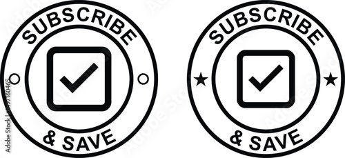 Subscribe and Save Vector Label – Discount, Offer, Badge, Ecommerce Promo