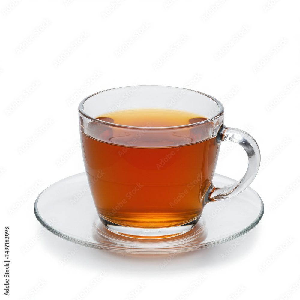 Cup of tea on saucer isolated on transparent background Cup of tea on saucer isolated on transparent background