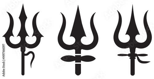 vector illustration Trishul Trident Vector Illustration Set