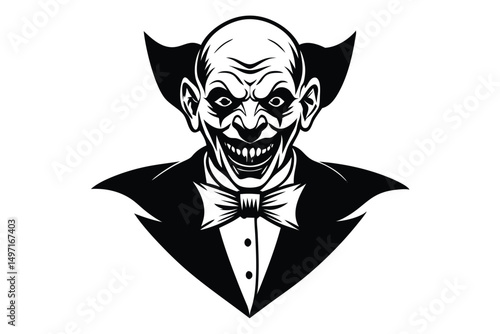 A grunge vector illustration of a gothic skull and tiger head design, perfect for horror or Halloween art with a devilish human zombie symbol