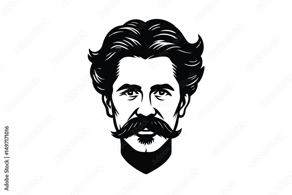 Obraz premium Angry bearded man cartoon with funny evil eyes vector illustration