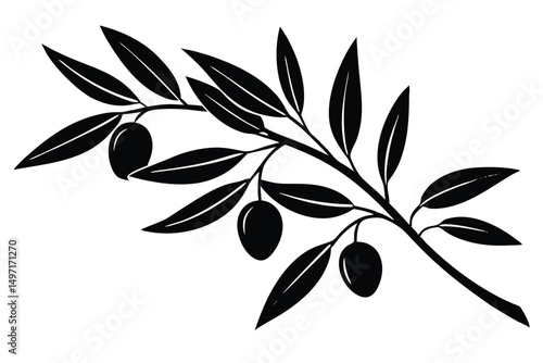 Olive branch vector illustration featuring natural green leaves and floral design elements, perfect for eco and nature-themed projects