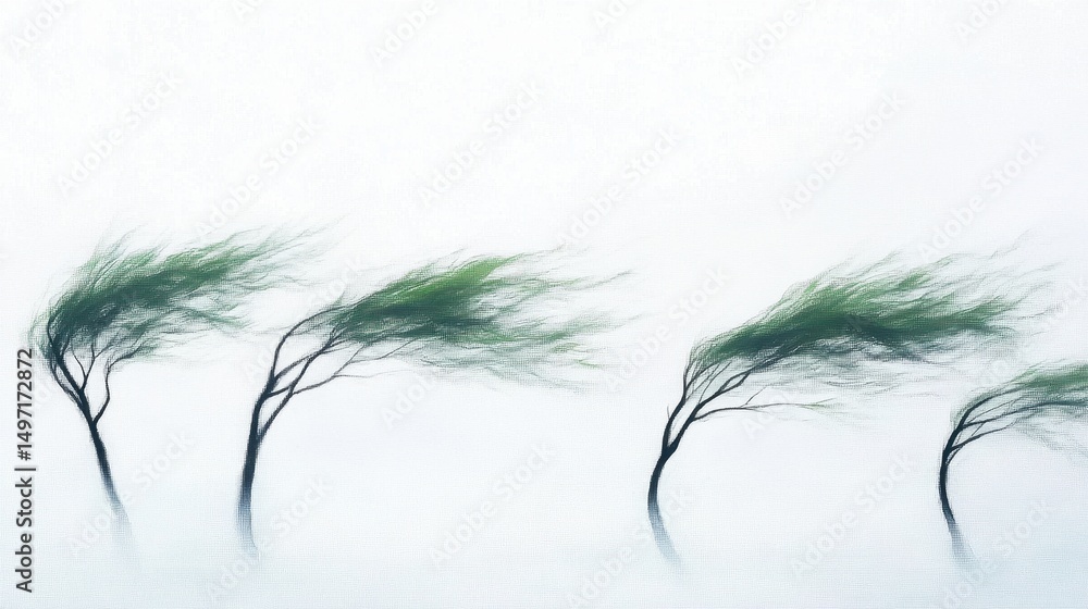 Fototapeta premium Windgepeitschte Zweige im Nebel