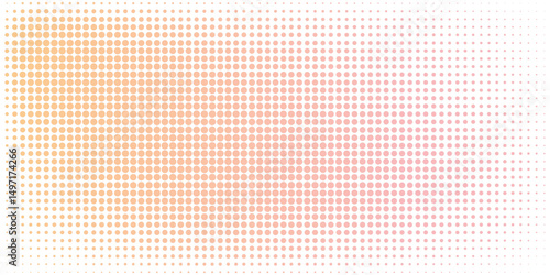 An abstract halftone background with a smooth gradient transition in warm pastel tones. Features evenly spaced circular dots forming a soft radial pattern. Perfect for modern