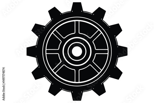 Gear wheel vector icon illustrating industrial technology and mechanical engineering