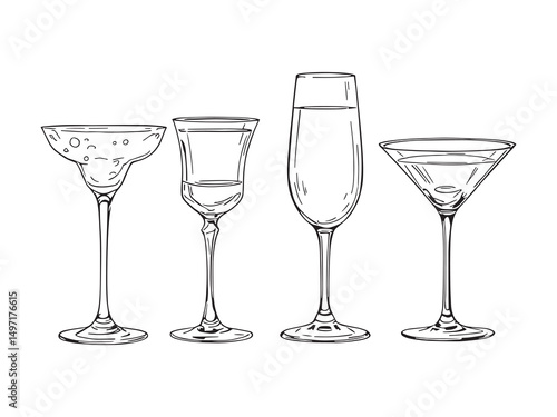 Iced Cocktail Drink Drawing
