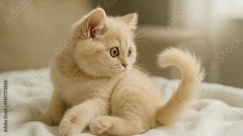 Kitten Gets Startled by Its Own Tail