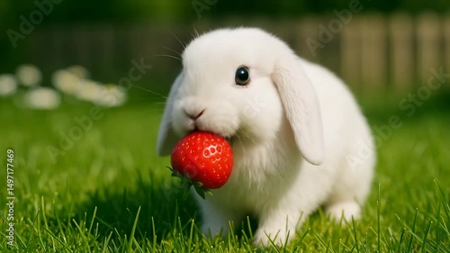 Bunny Steals Strawberry and Hops Away
