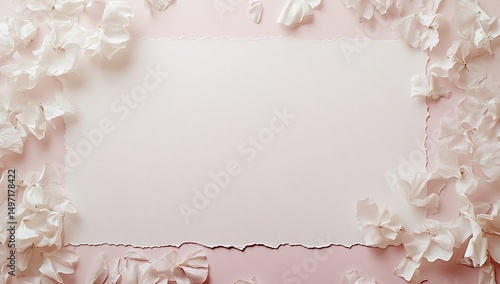 White Flowers Frame with Pink Background.