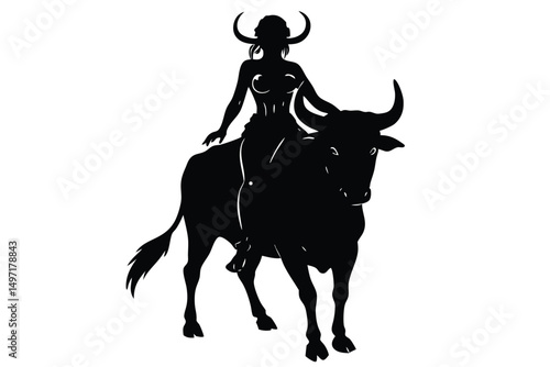 Isolated black vector silhouette of a horned farm animal, ideal for a cute cartoon illustration of a bull or cow