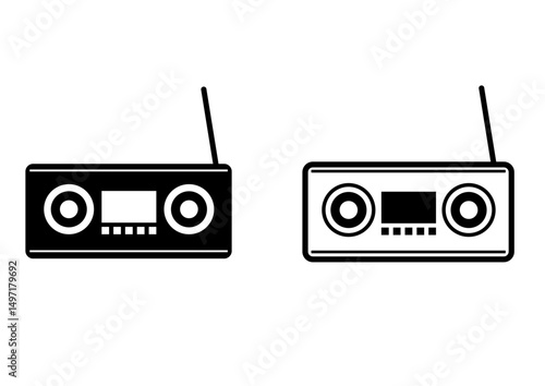 Home Appliances icon 03-03A : radio, music, isolated, retro, audio, sound, old, stereo, player, speakers, recording device,