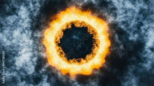Fiery Ring in Smoky Clouds