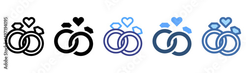 Wedding Rings icon sheet multi style collection