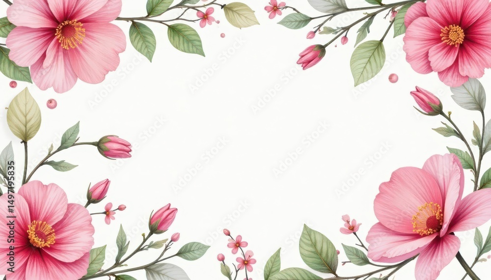 Fototapeta premium Delicate watercolor floral pattern, perfect for spring flyers , botanical, yellow, background