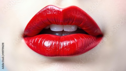 Close-up of vibrant red lipstick on pure white , design, photo