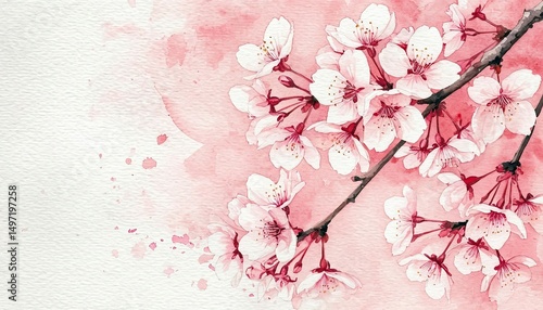 Wallpaper Mural Sakura Blossom in Watercolor Style Torontodigital.ca