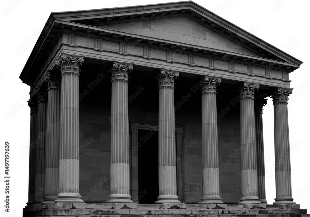 Fototapeta premium Temple with columns isolated on white background