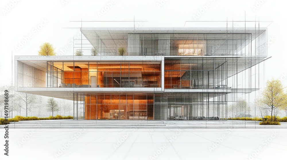 Modern Architectural Design: A Glass and Concrete Masterpiece Modern Architectural Design: A Glass and Concrete Masterpiece