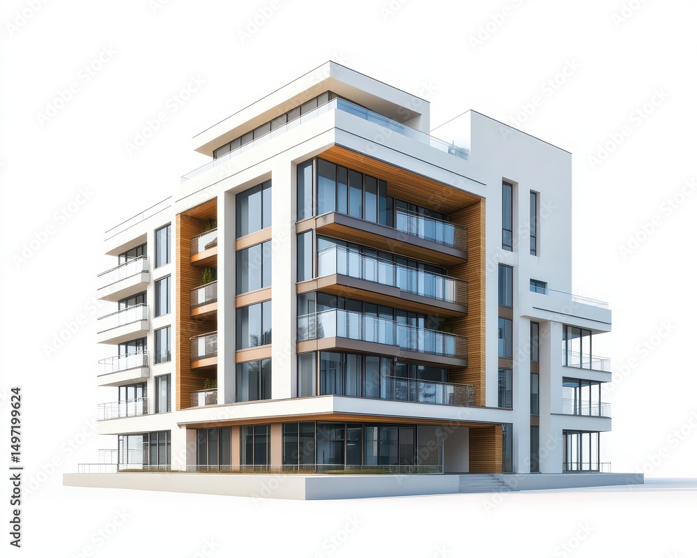 3D Buildings. Modern Architecture in a Cityscape Isolated on White Background 3D Buildings. Modern Architecture in a Cityscape Isolated on White Background
